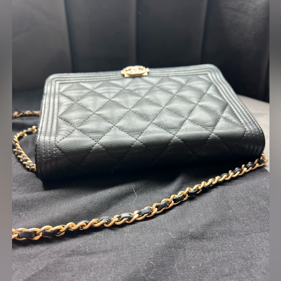 Chanel Caviar Quilted Boy Wallet On Chain WOC Black - Picture 6 of 17